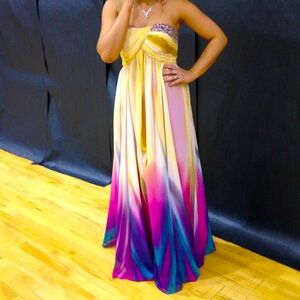 Jovani Pink/Yellow Sunset Prom Dress Size 6